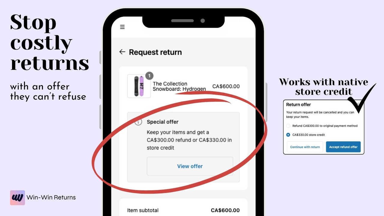 Win-Win Returns - Reduce returns with Cashback Offers