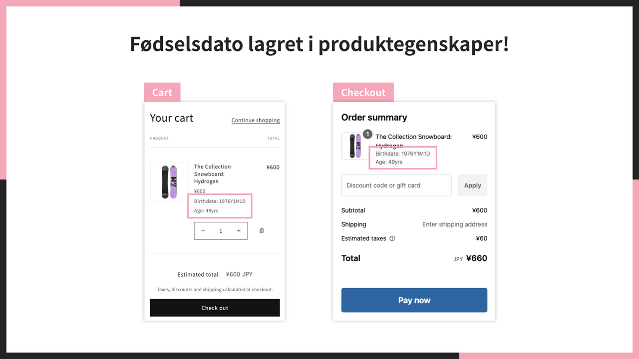Fødselsdato lagret i produktegenskaper!