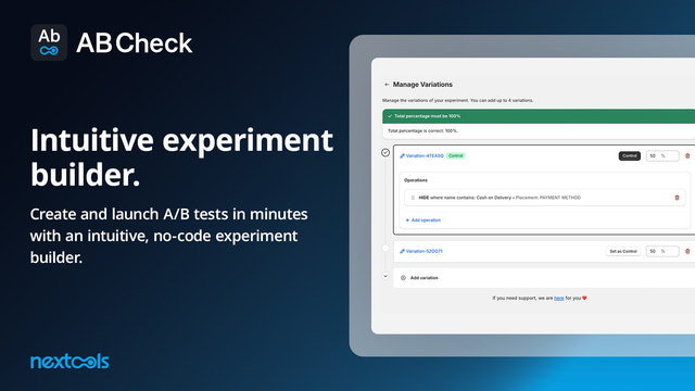 AB Check: Test Payment methods with experiment builder
