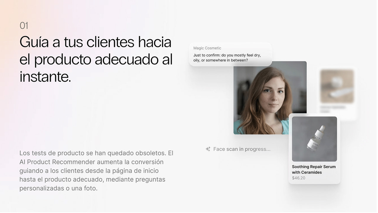 Guía al comprador al producto adecuado al instante.
