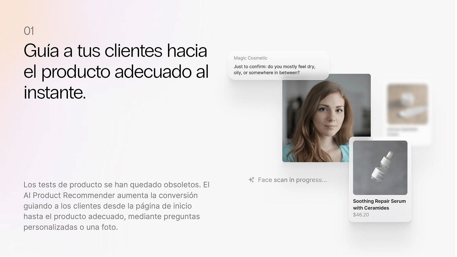 Guía al comprador al producto adecuado al instante.
