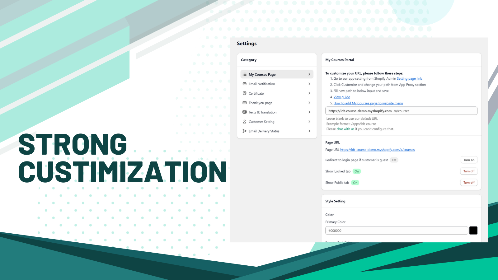 Customization in course portal page