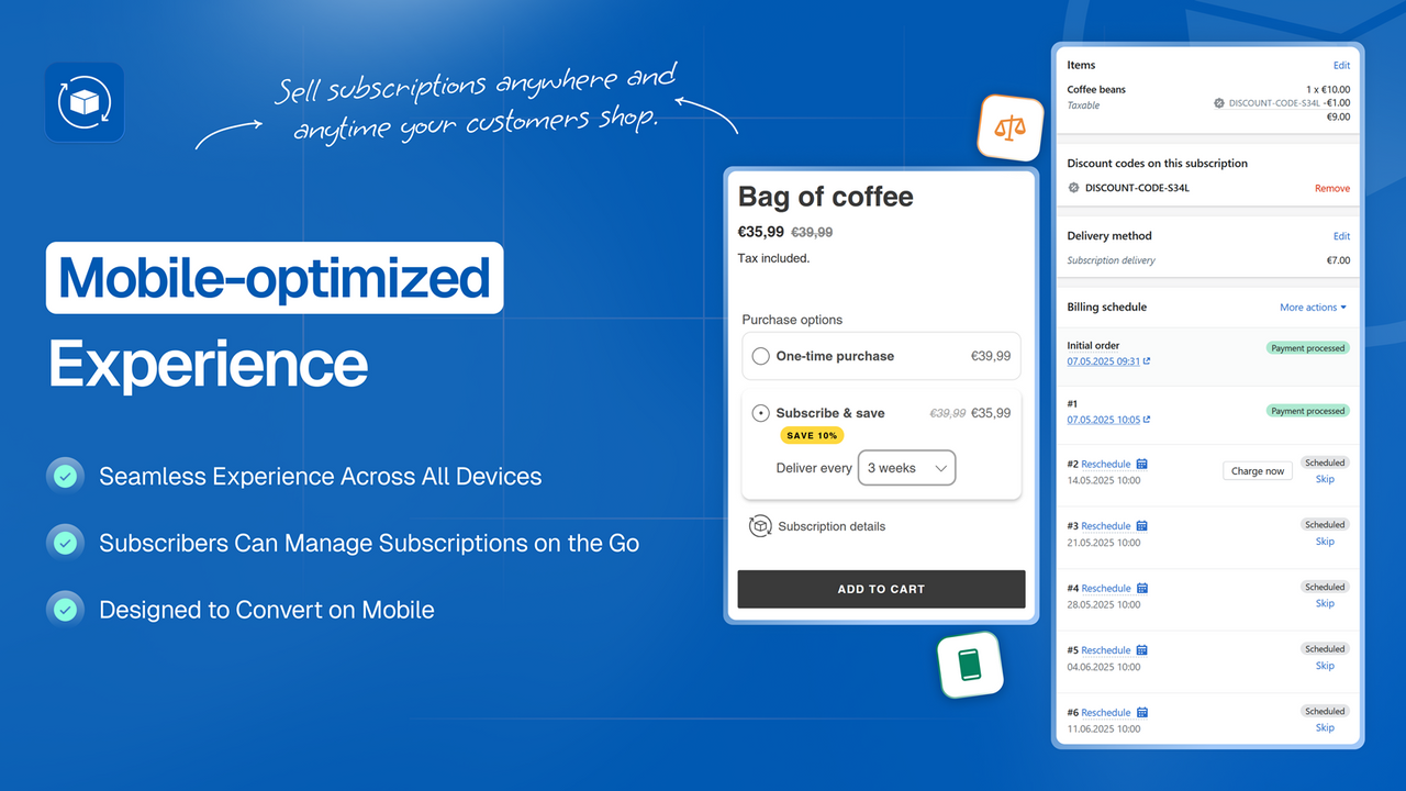 Mobile screenshot of seal subscriptions app