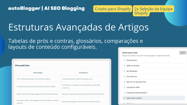 Configurações de estrutura SEO do gerador IA