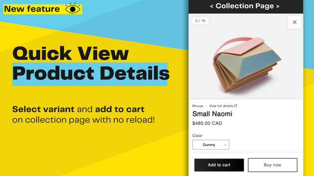 Quick view popup to see more product info in collection page