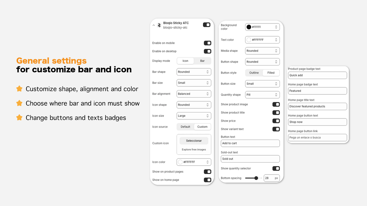 Bloqio Sticky ATC admin setup dashboard