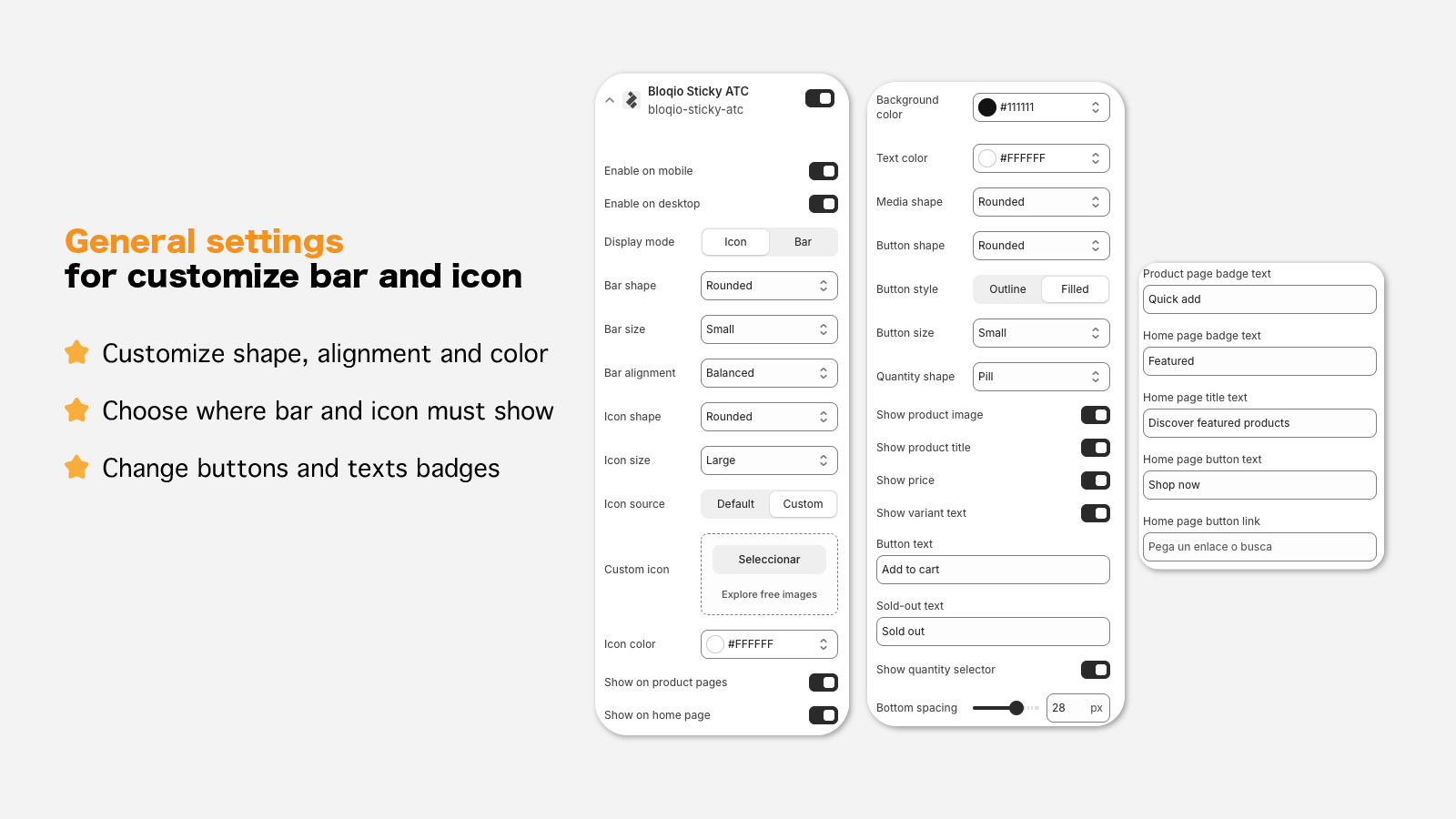 Bloqio Sticky ATC admin setup dashboard