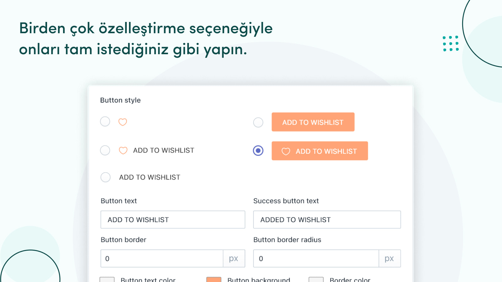 İstek listesi düğmeleri için çok sayıda sayfa özelleştirmesi.