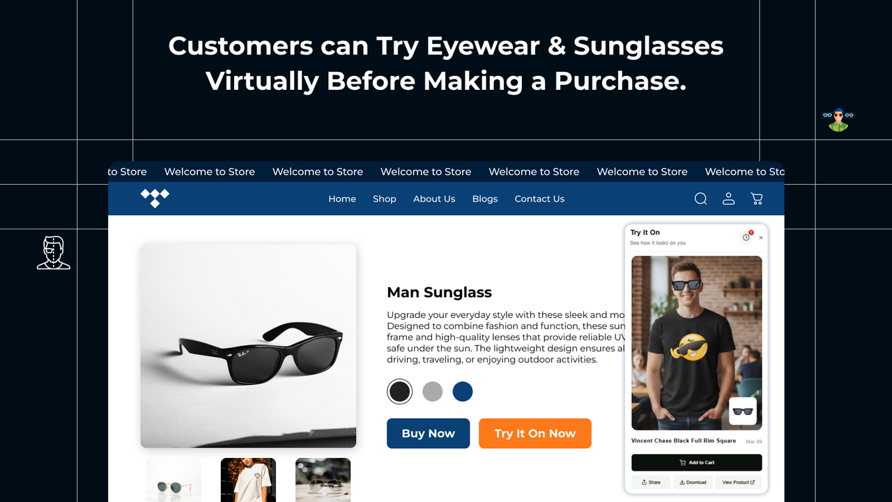 Let customer Try eyewear & sunglasses Virtually 