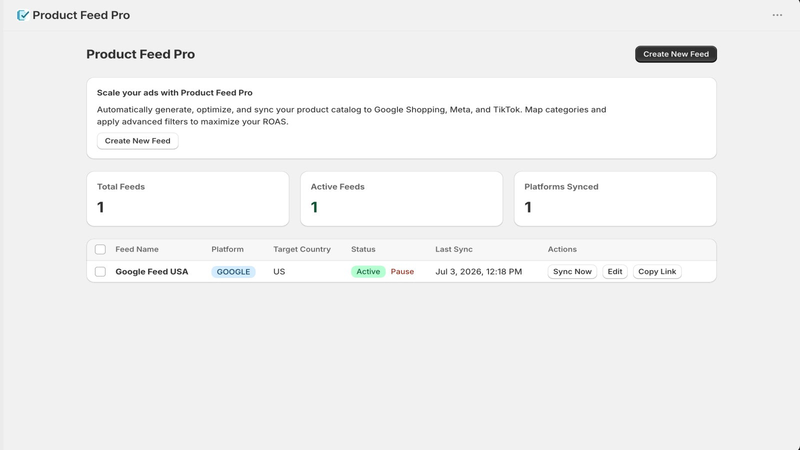 Manage feed