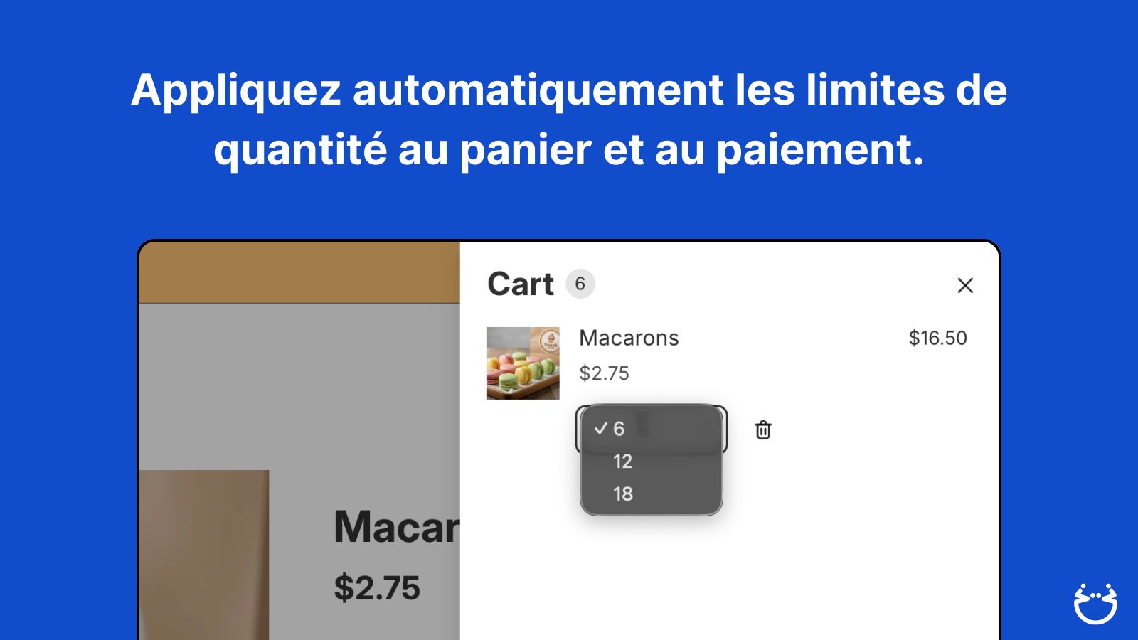 Appliquez automatiquement les limites de quantité au panier et a
