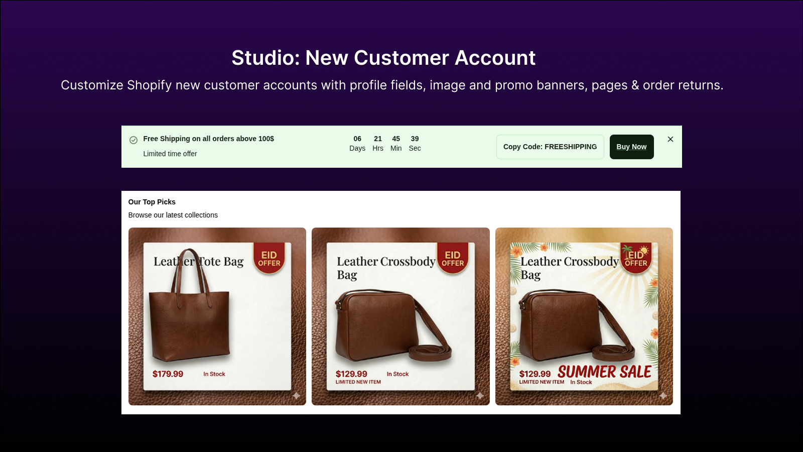 Studio: New Customer Account