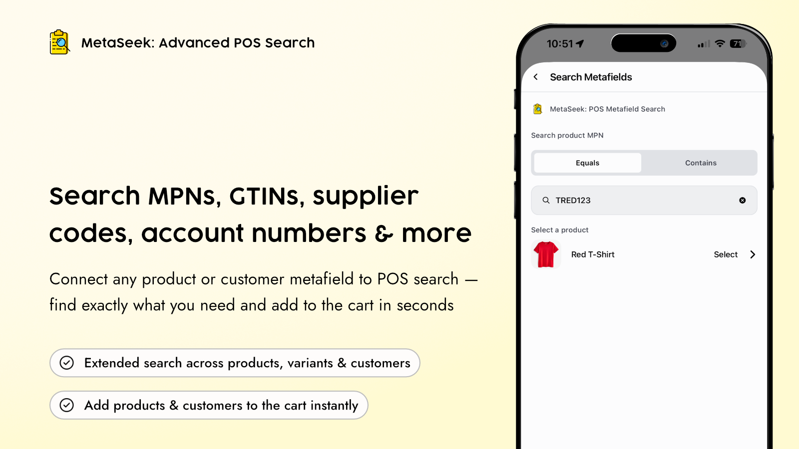 MetaSeek search for product and customer metafields