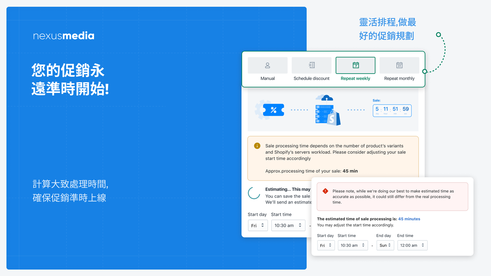 處理時間計算,靈活的促銷排程工具