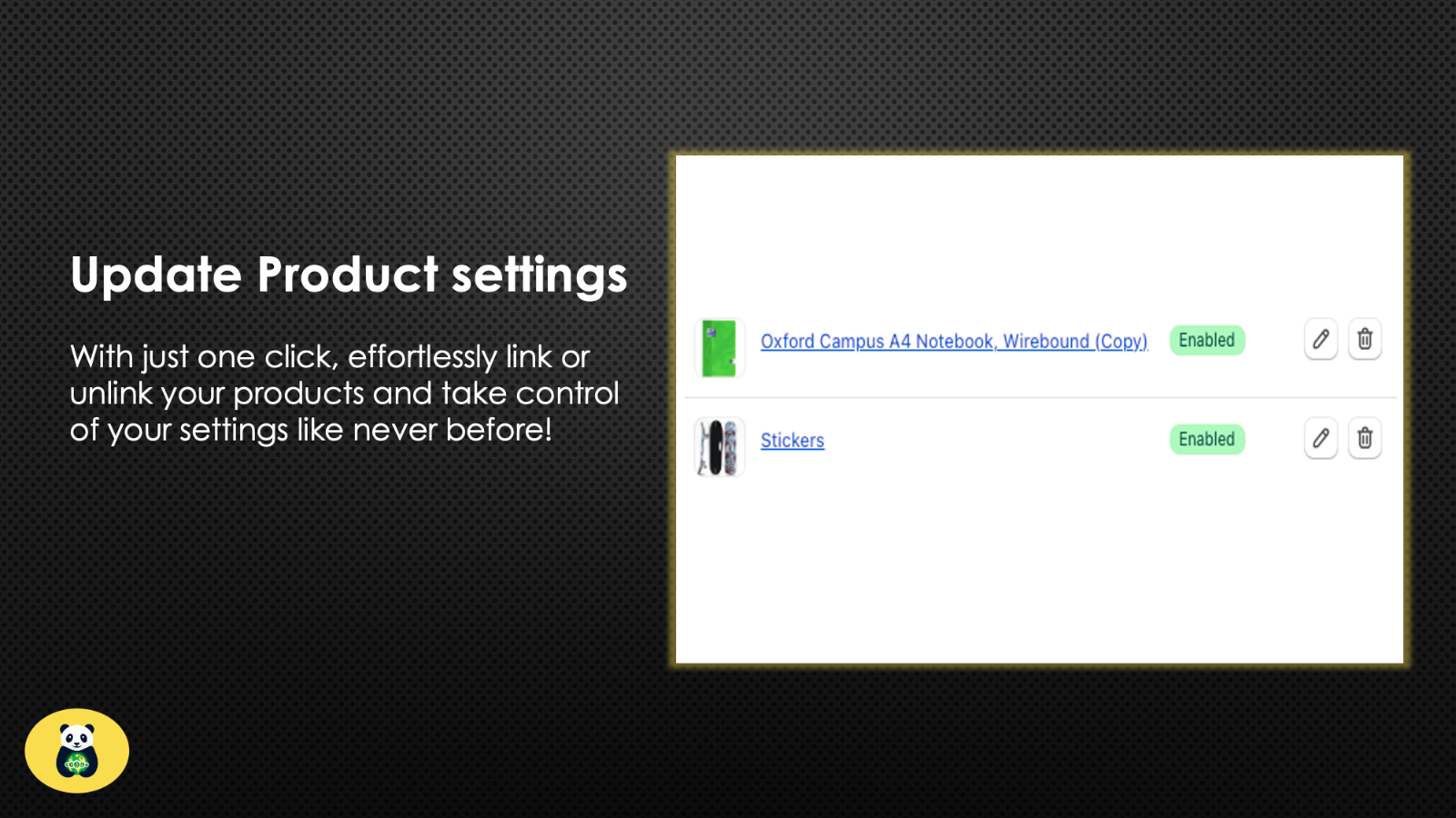 Enable or disable products with single click