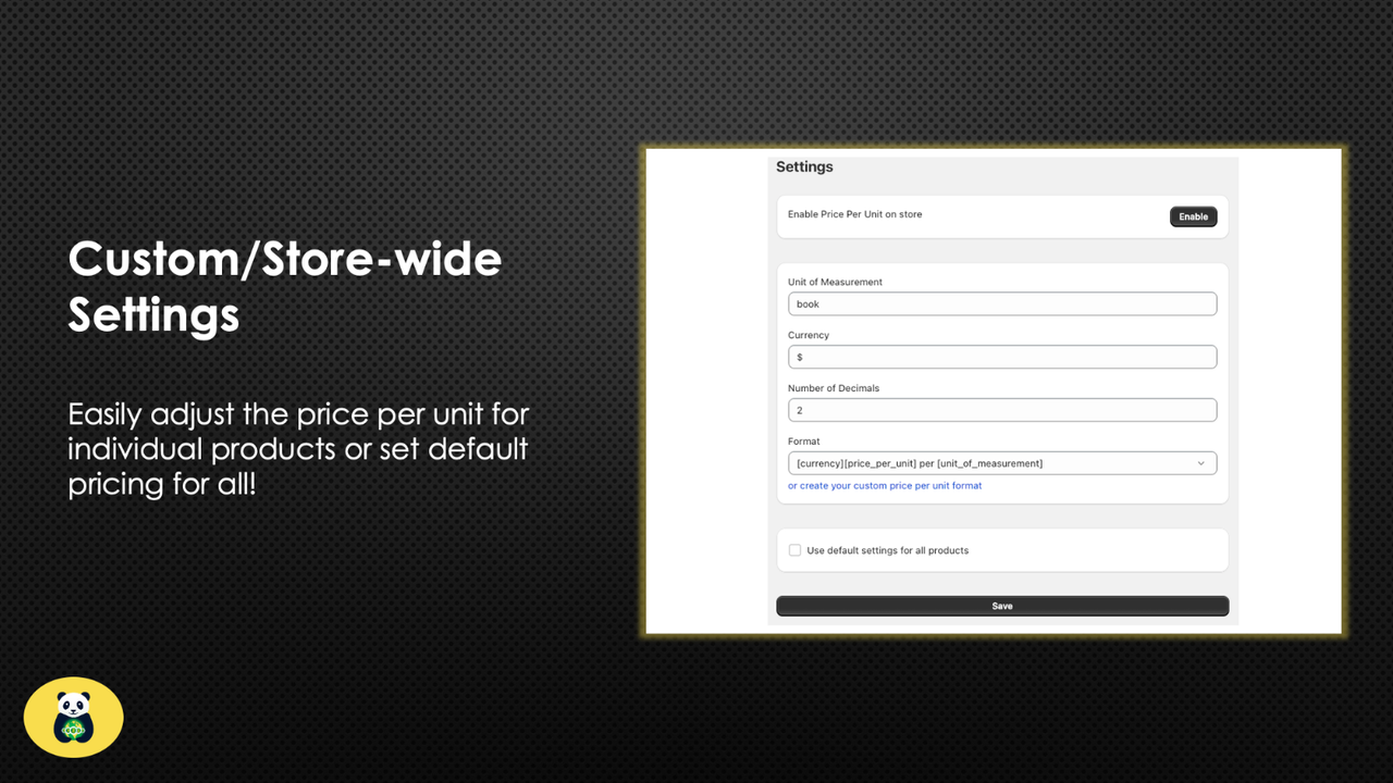 Enable individual product or store wide product settings