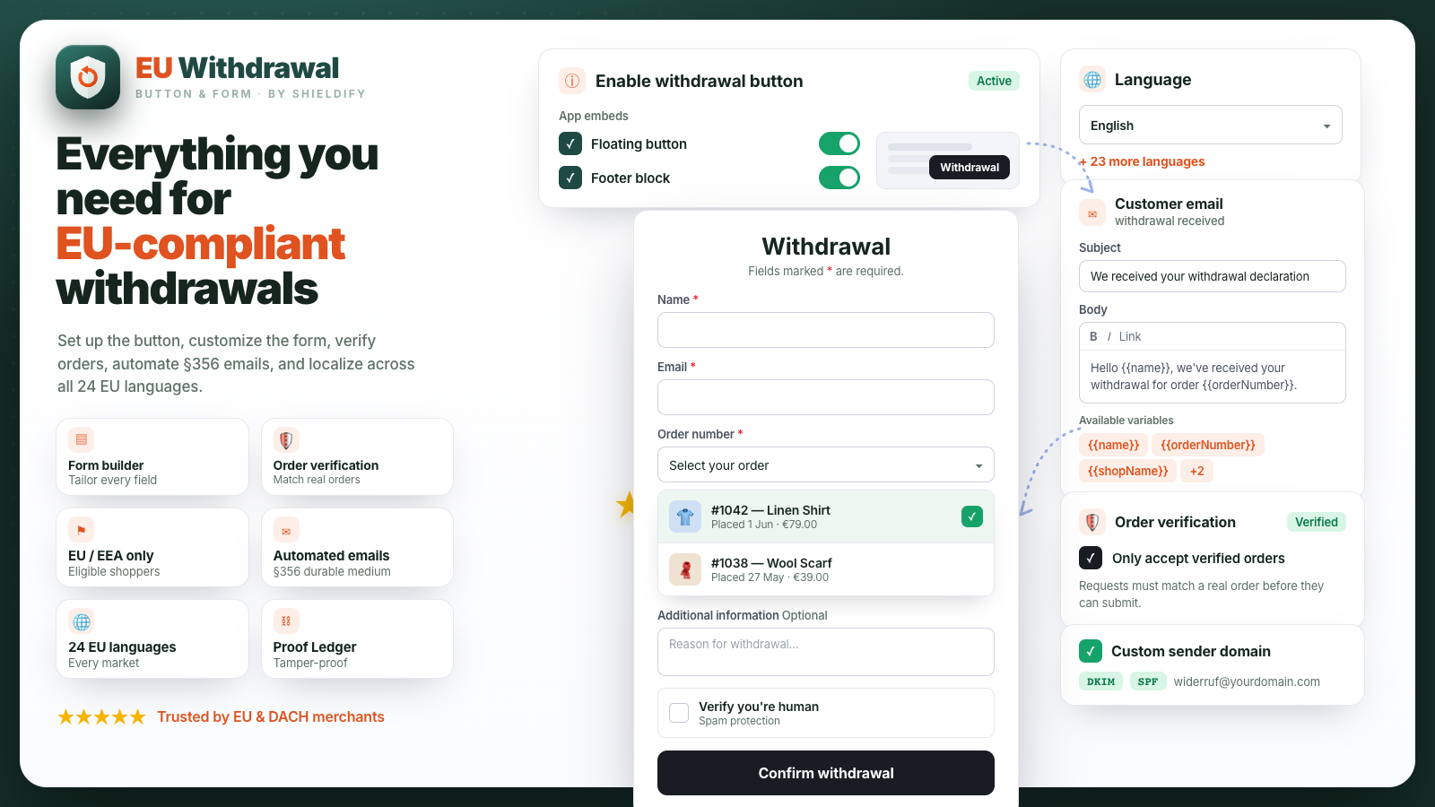 EU Withdrawal Button & Form