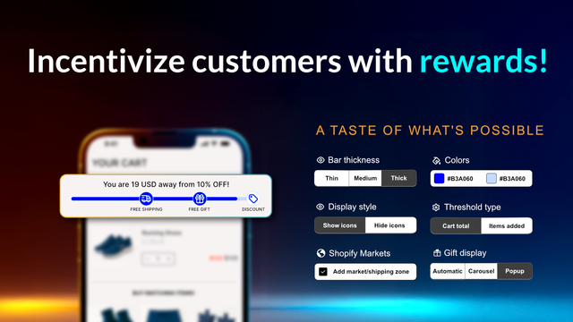Free shipping bar & progress bar boost average order value.