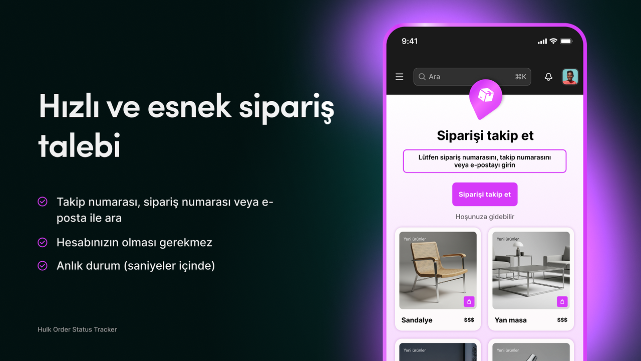 Hızlı ve esnek arama ile Shopify sipariş takibi