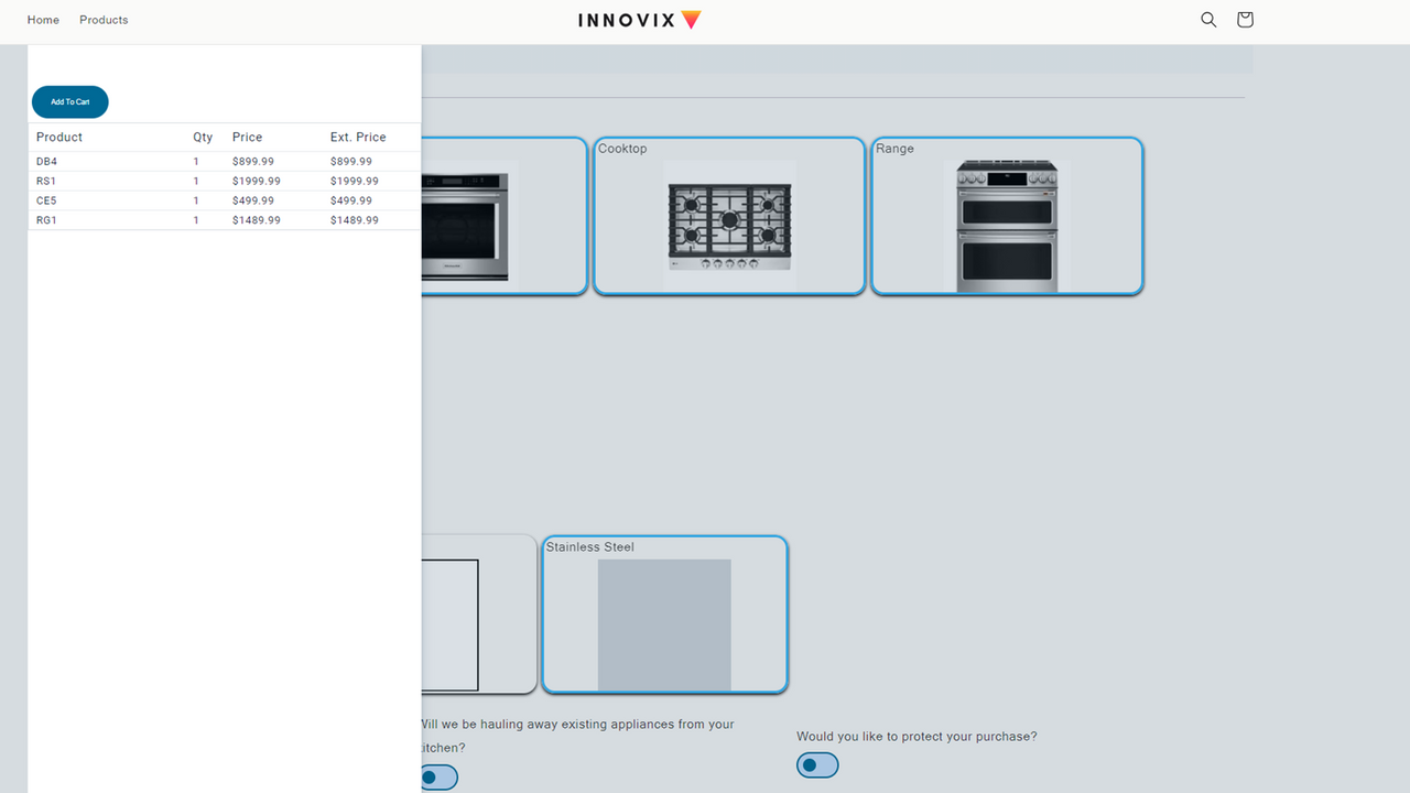Cart Preview After Configuring Product in Logik