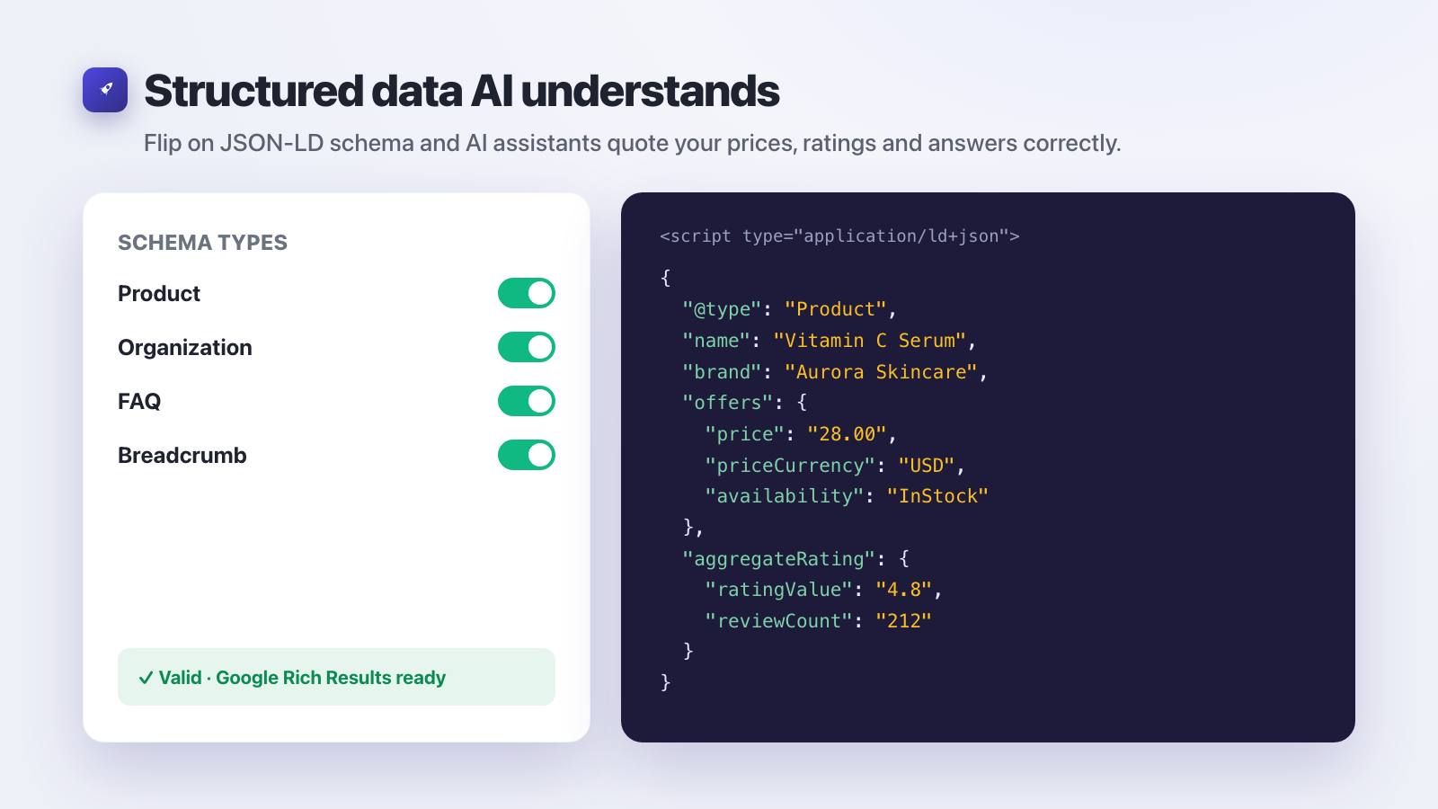 JSON-LD structured data that AI assistants can read