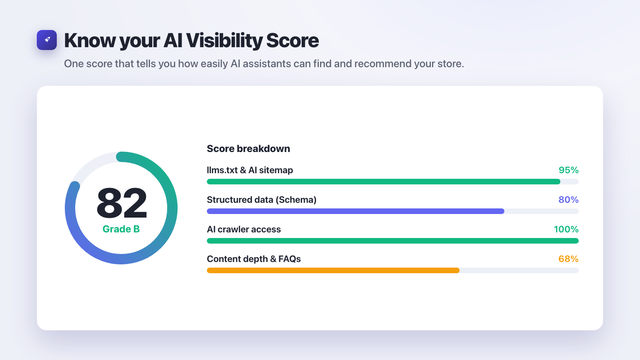 AI Visibility Score with a category-by-category breakdown