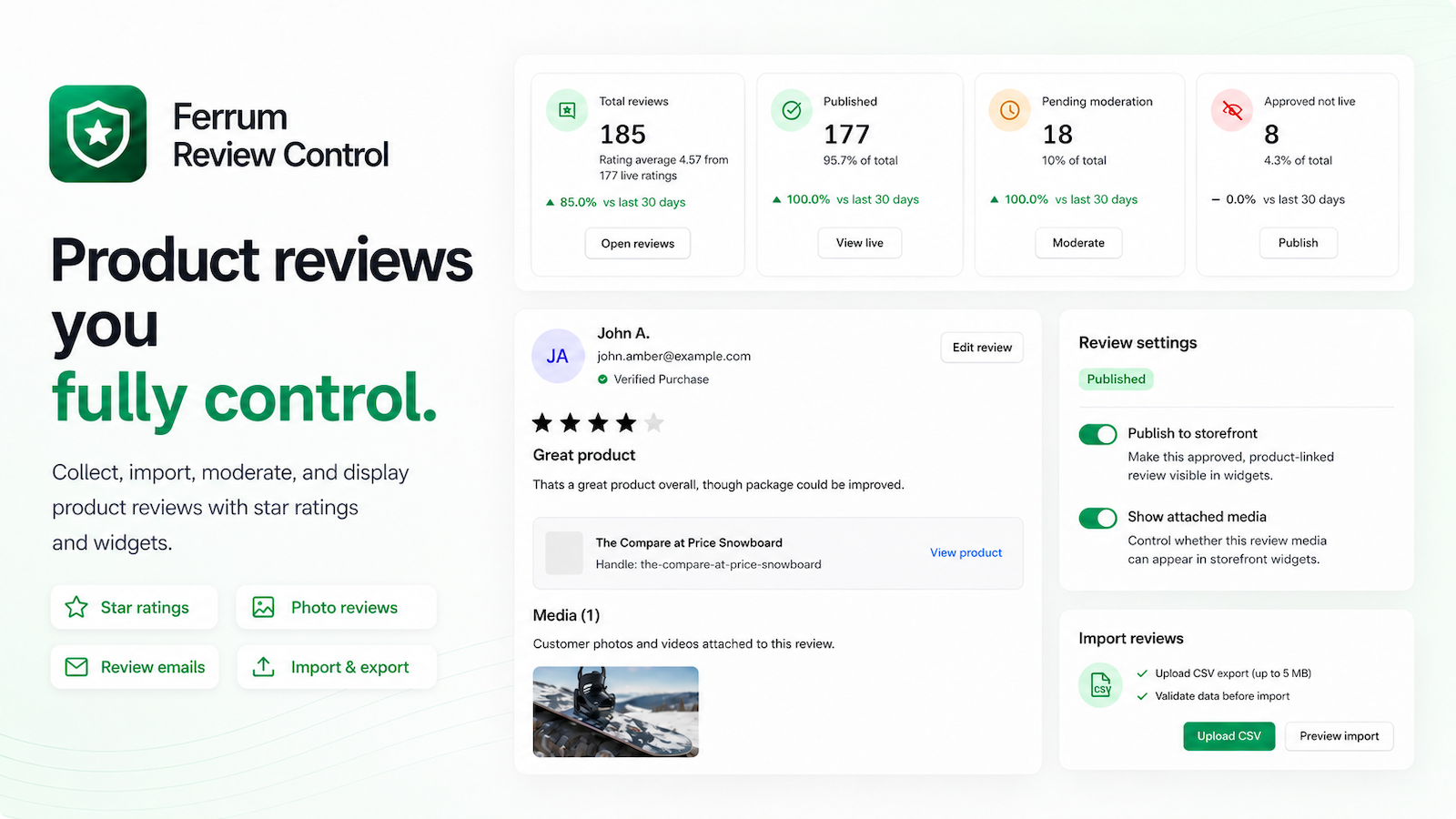 Ferrum Review Control - Display product reviews, star ratings