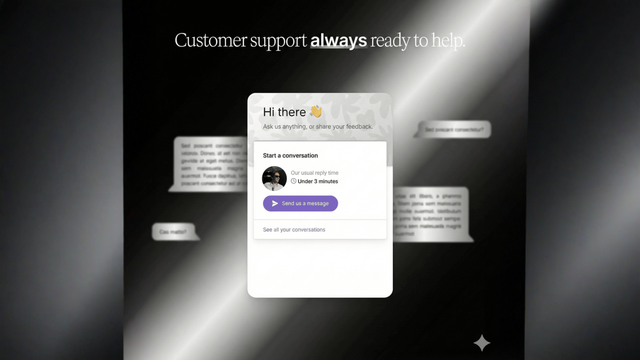Customer support chat window with text "always ready to help."