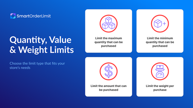 Quantity, value & weight limits in one simple builder.