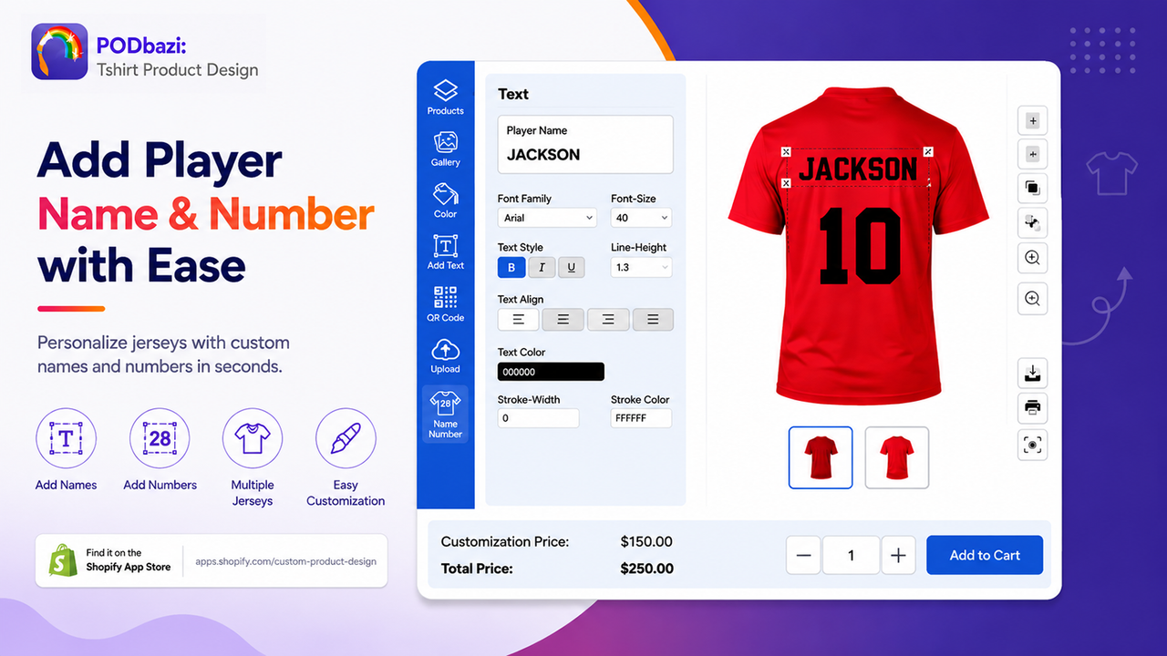 PODbazi player name and number customization tool