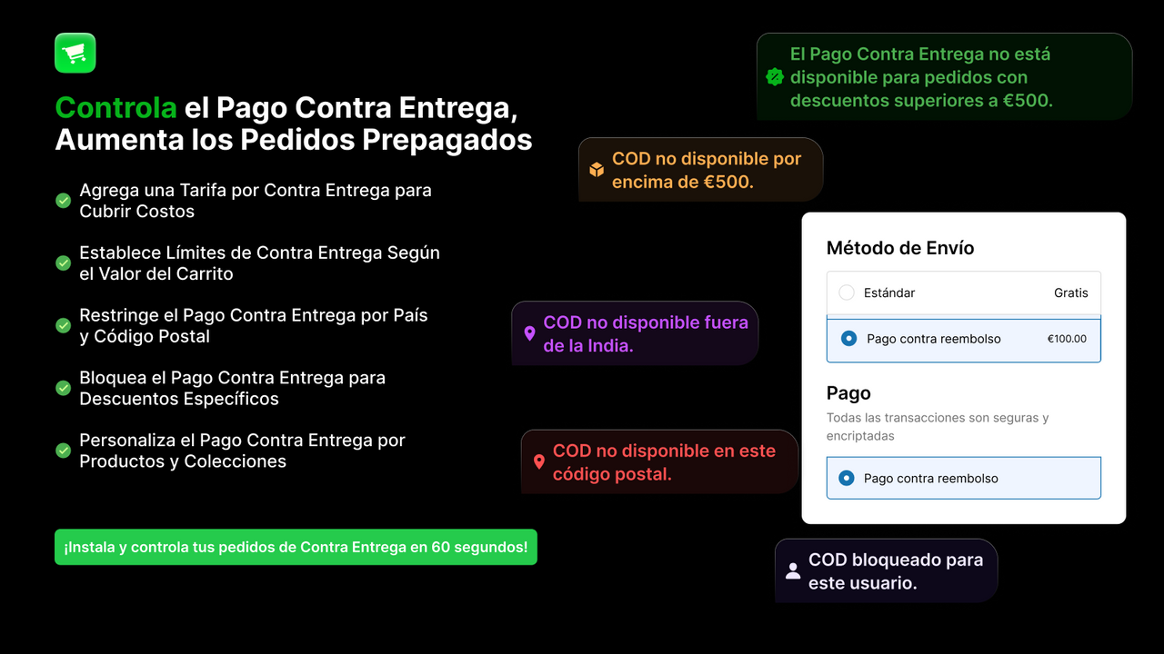 Limita COD por productos