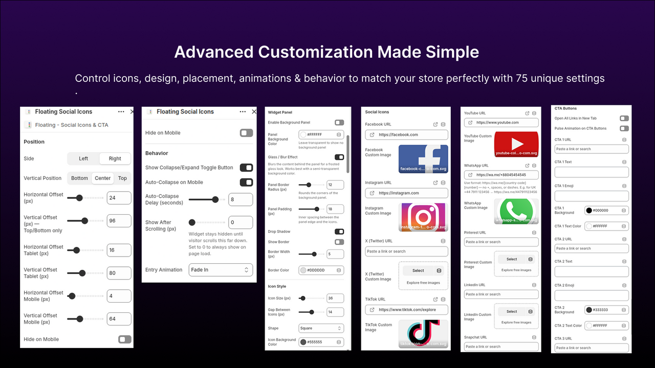 Float: Social Icons & CTA - Advanced Customization