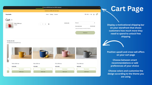 Cart Page with SmartSellio Upsell Widget