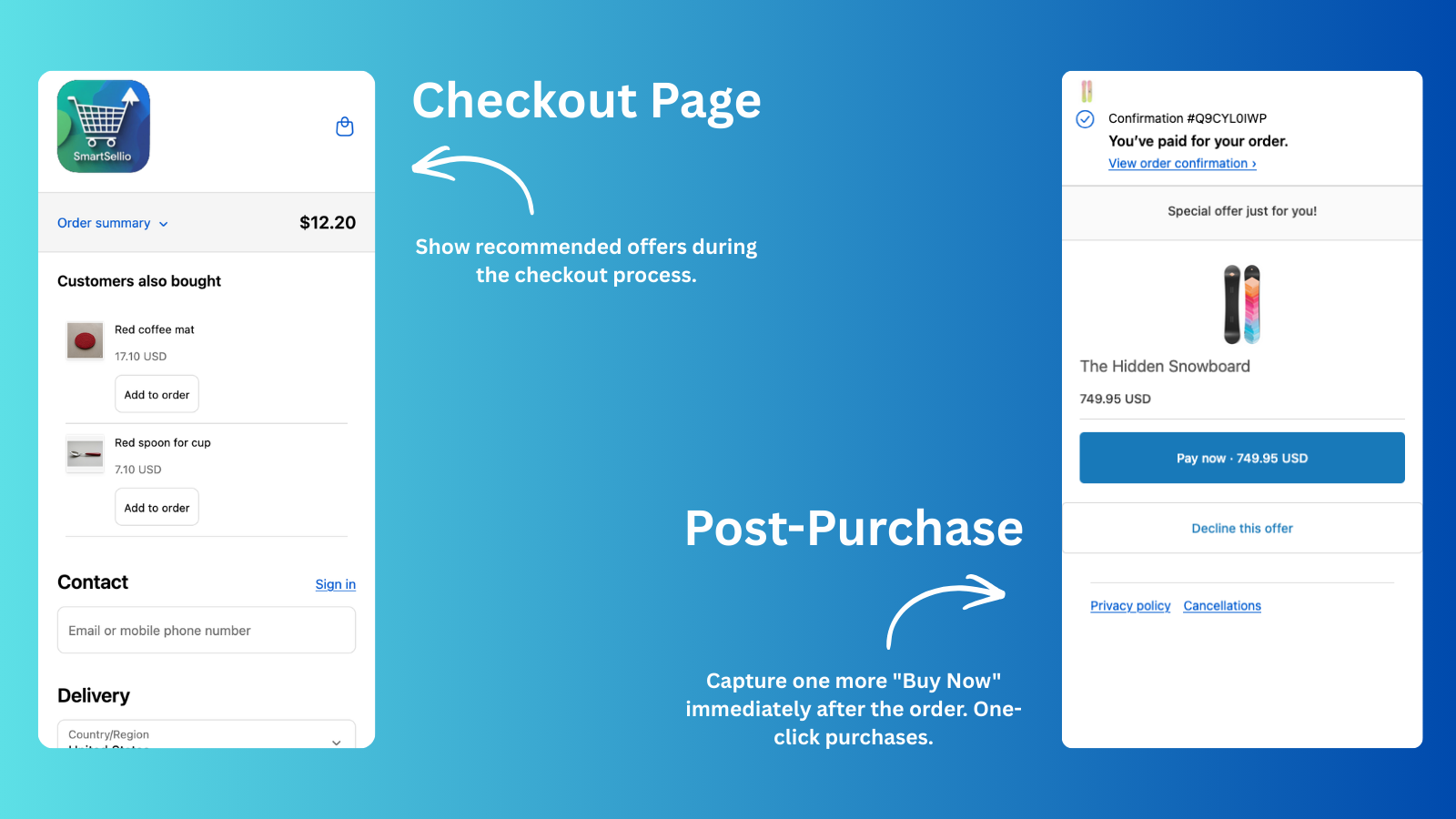SmartSellio Post-Purchase and Checkout pages Mobile