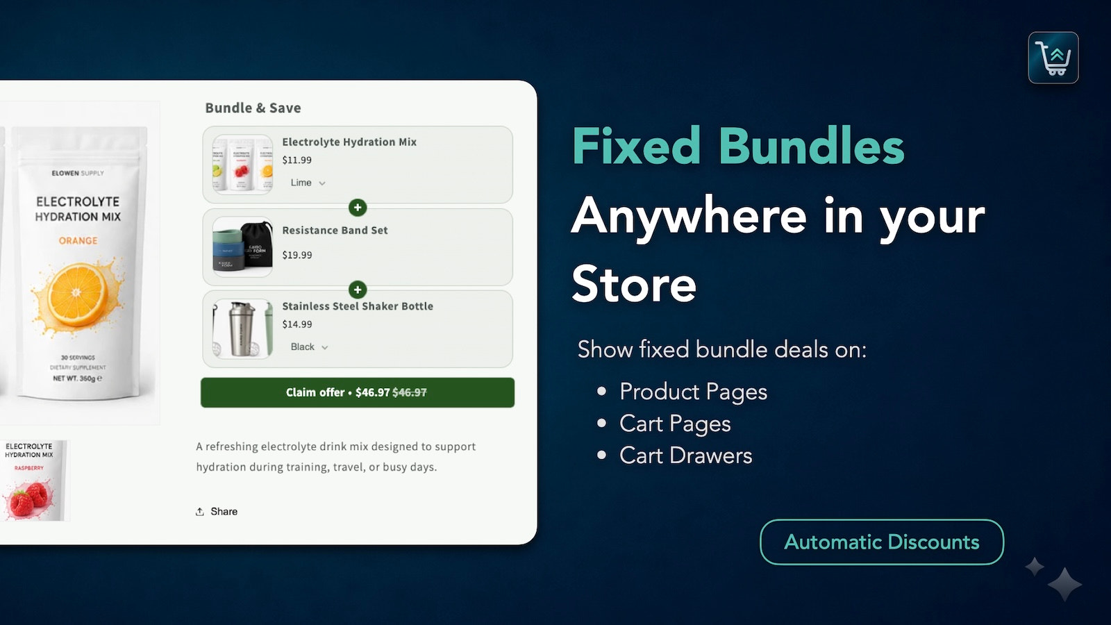 Fixed bundles across product pages, cart pages and cart drawers
