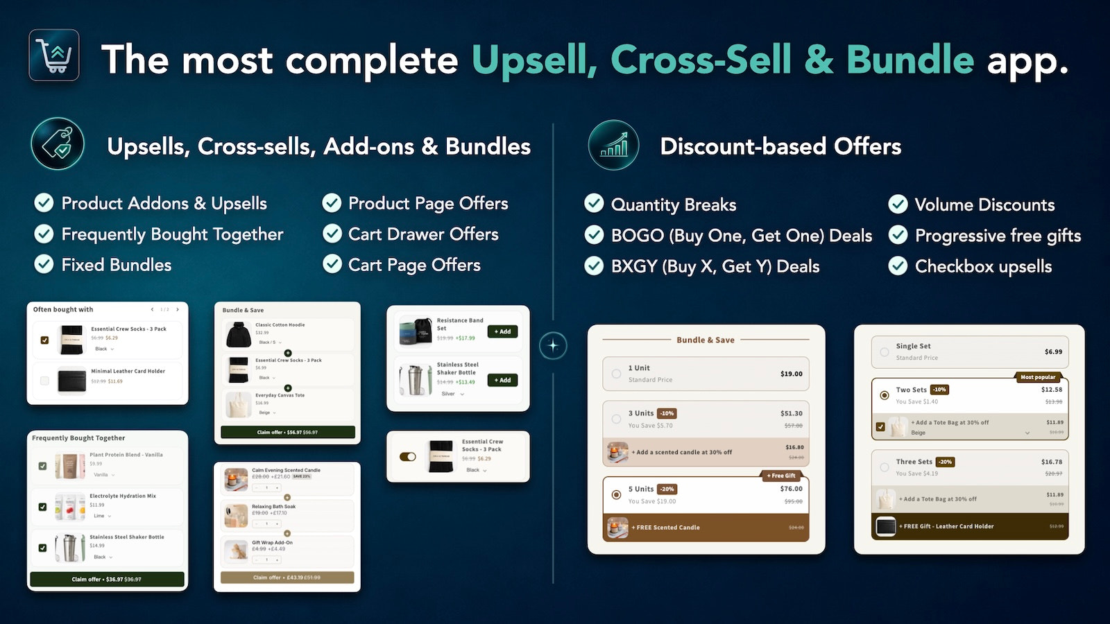 Boost AOV with upsells, cross-sells, volume discounts, bundles