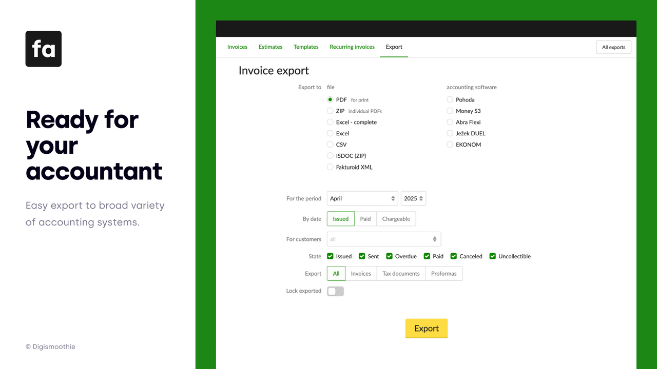 Export invoices for your accountant from Shopify to Fakturoid