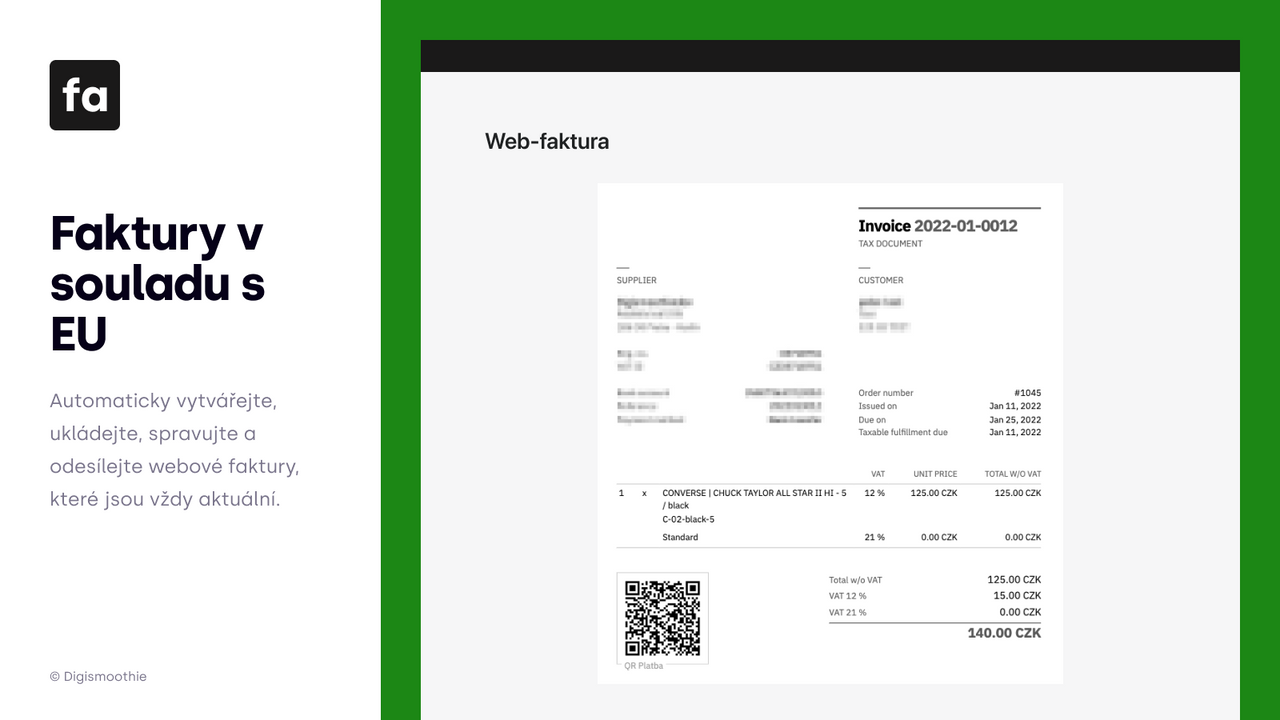 Webfaktura při implementaci Fakturoidu do Shopify - Digismoothie