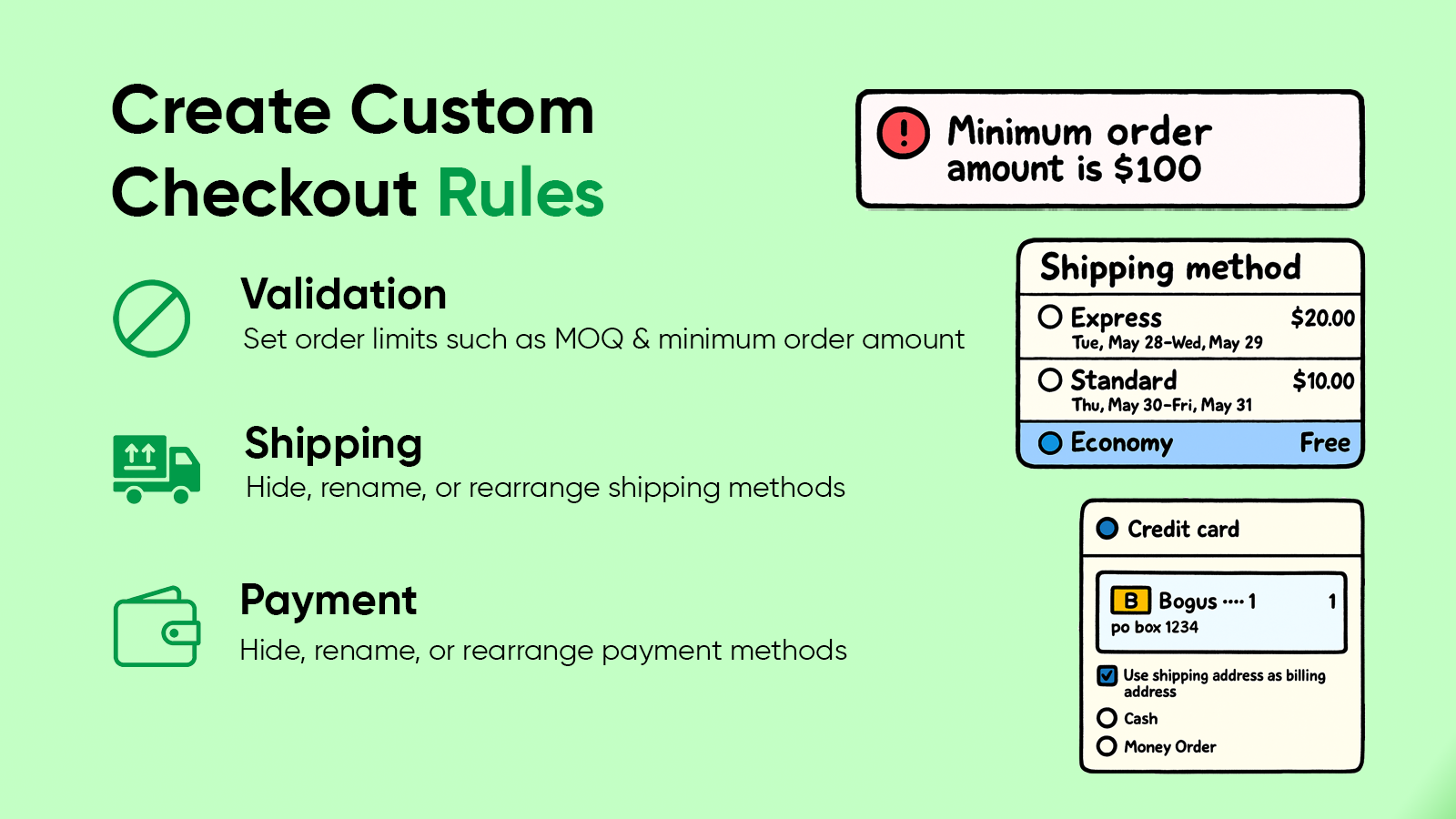 ez checkout controller creates custom checkout rules