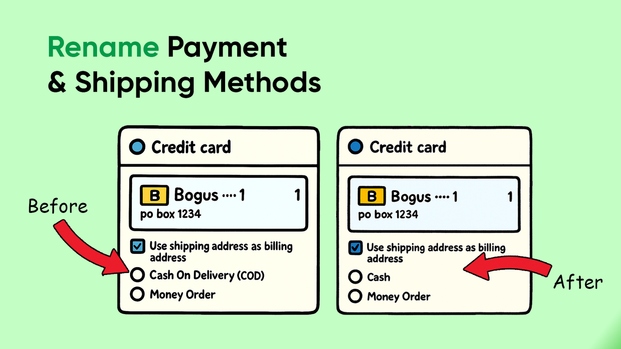 rename shipping & payment methods