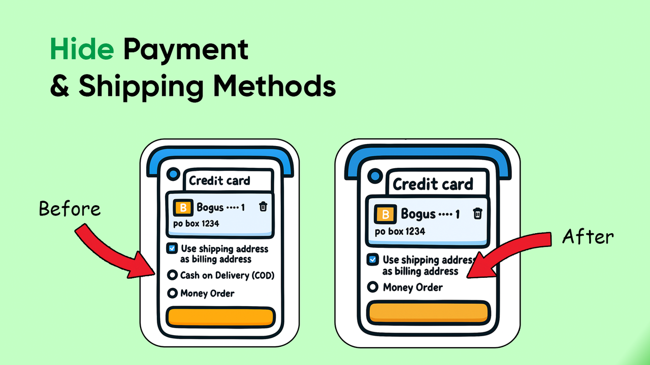 hide shipping & payment methods