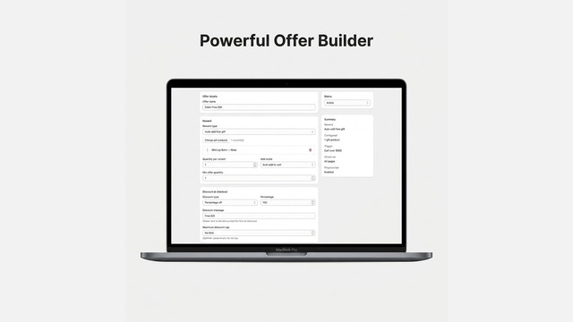 Auto add free gift offer builder for Shopify stores