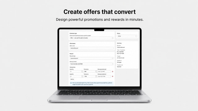 Customize cart offers with live preview dashboard