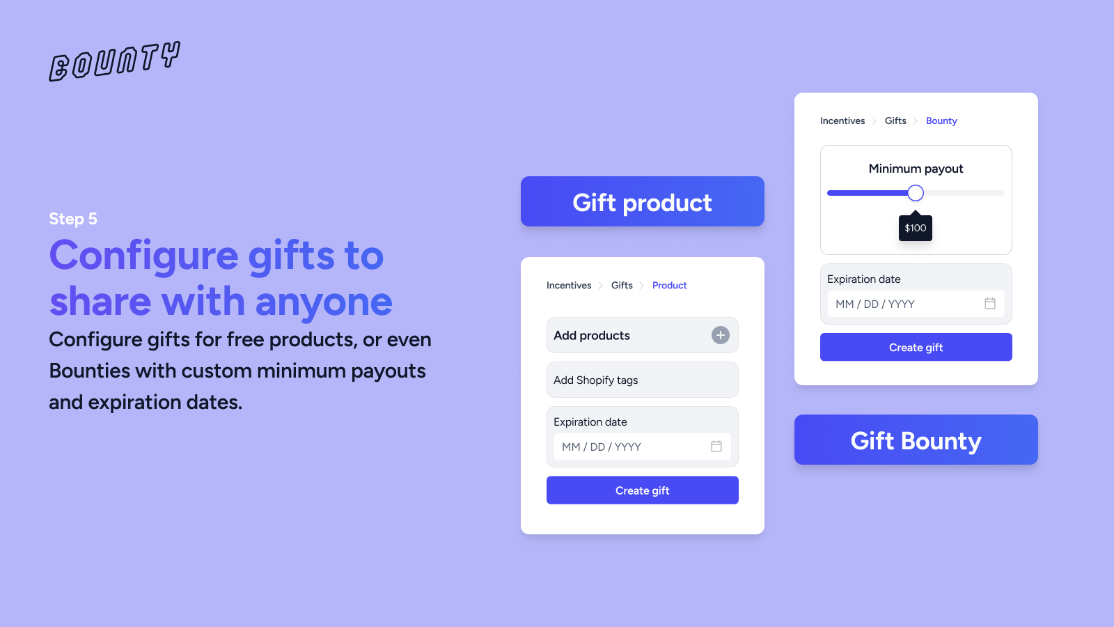 Step 5 - Configure gifts for free products or guaranteed payout