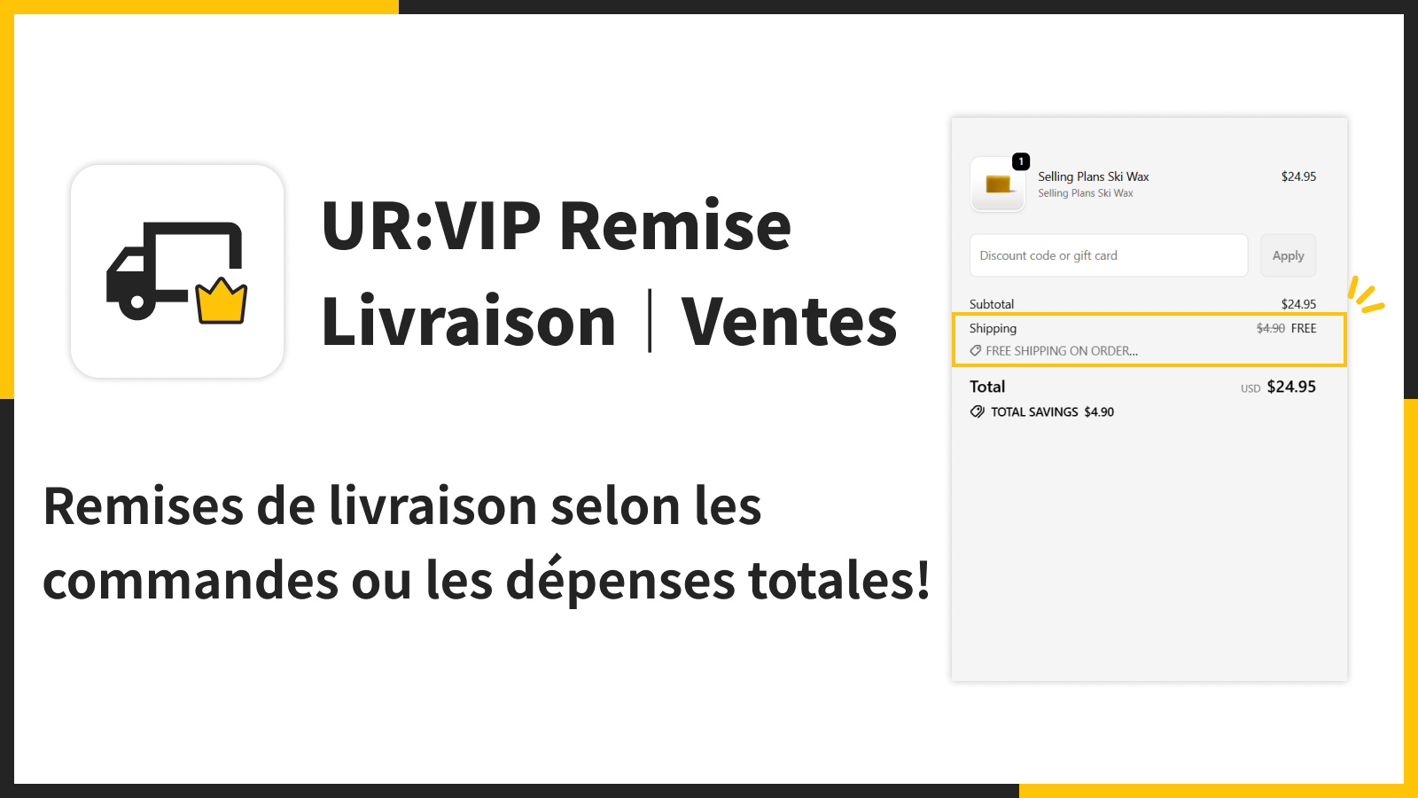 Remises de livraison selon les commandes ou les dépenses totales