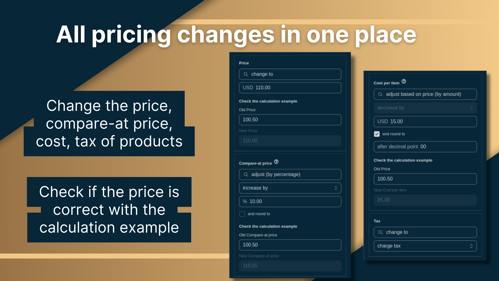 All pricing changes in one place