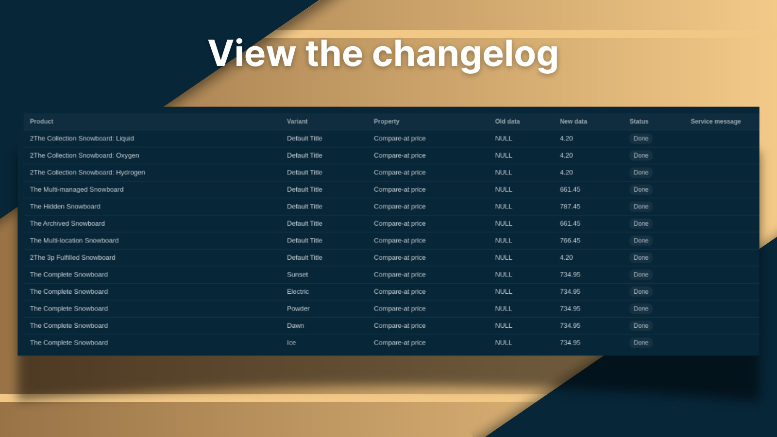 Product changes view