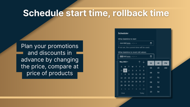 Schedule prices with start time, rollback time