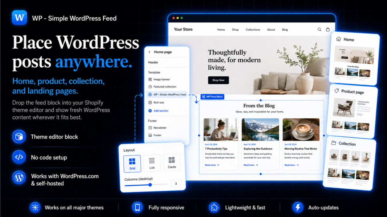 Place WordPress posts anywhere in your store