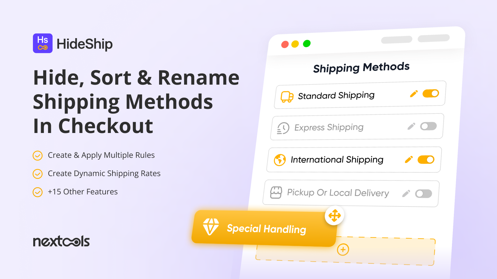 HideShip: Hide, sort & rename shipping methods